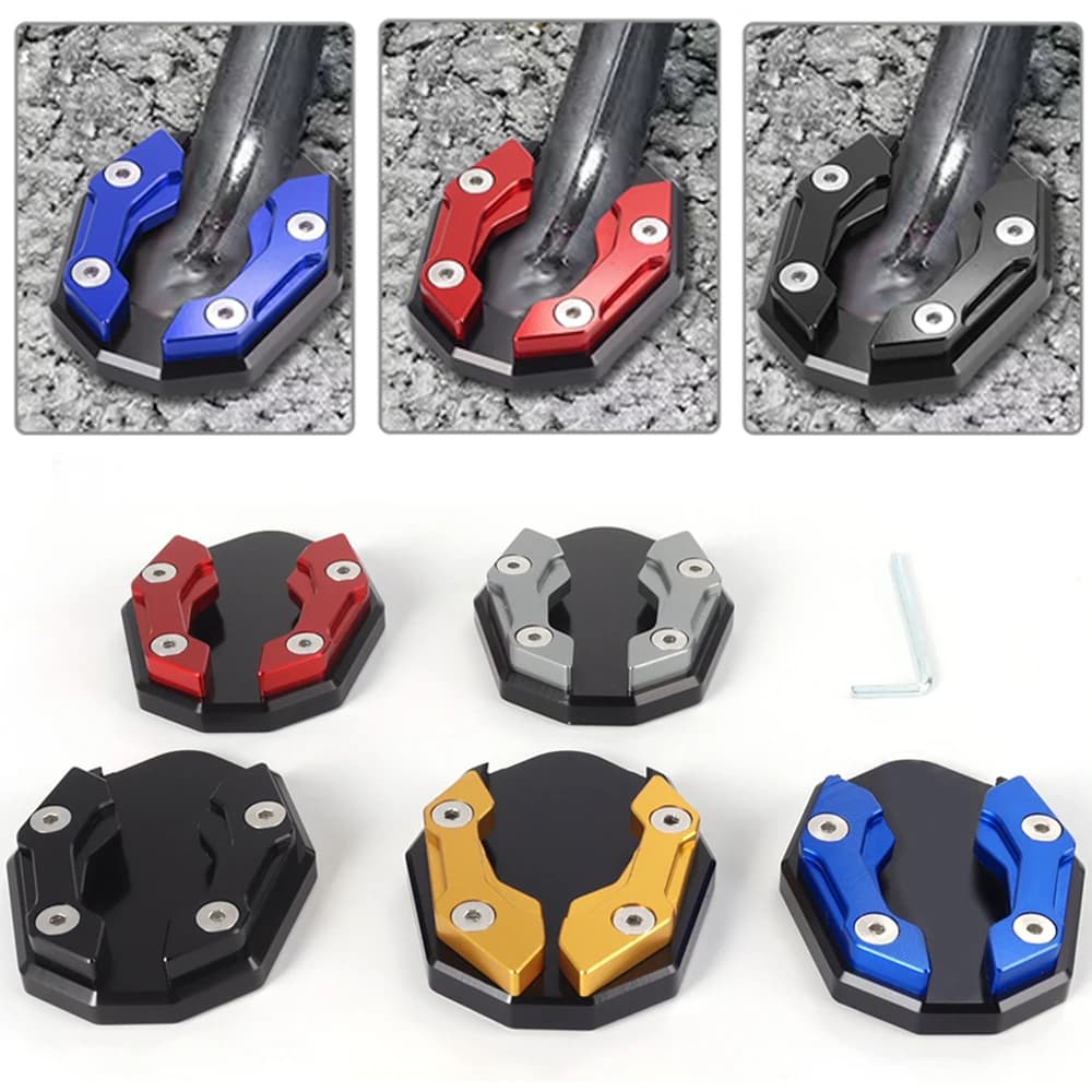Aluminum Alloy Motorcycle Bike Kickstand Extender Foot Side Stand Extension Foot Pad Support Plate Motorbike Accessory
