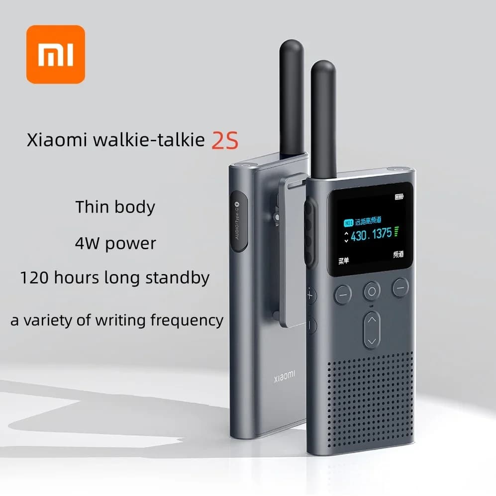 XIAOMI Walkie Talkie 2S 1.77"Color Screen 4W Power 120-hour Standby Dual Mode 5km Call Distance IP54 Outdoors Security Intercom