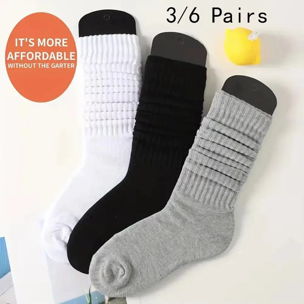 3/6 Pairs Pleated Mid Length Socks Women's Fashion Lolita Bubble Socks Comfort Non Pilling Autumn Versatile Girl Elephant Socks