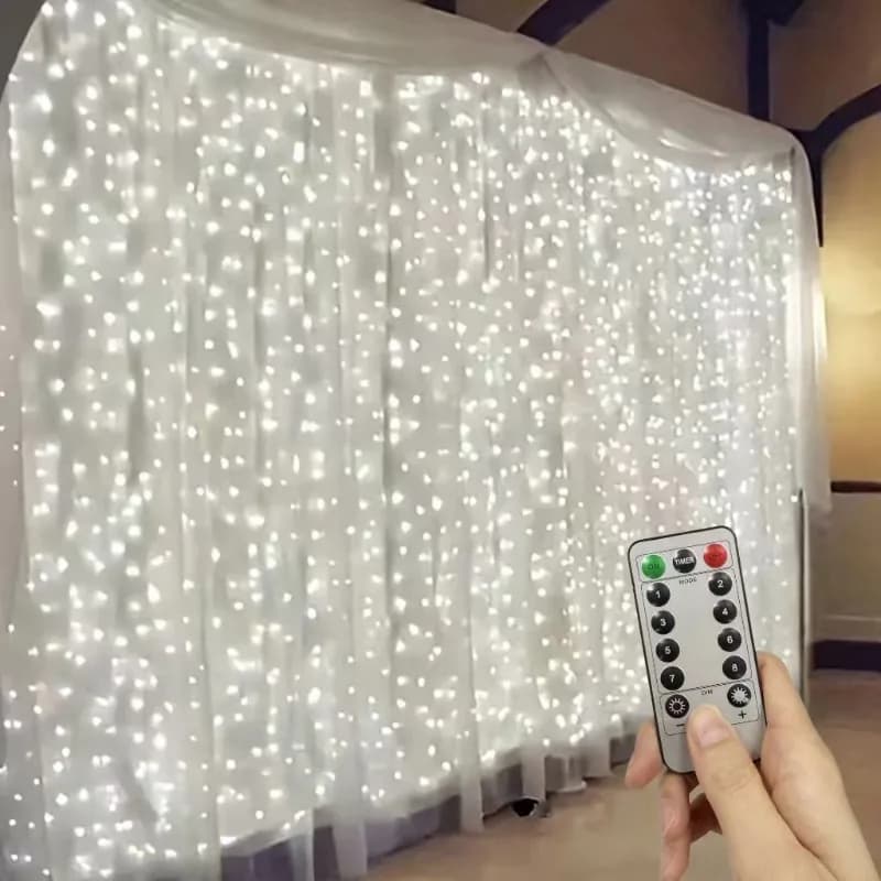 USB Remote Christmas Fairy Curtain Lights 8 Modes for Holiday Bedroom Wedding Xmas Tree Window Decor