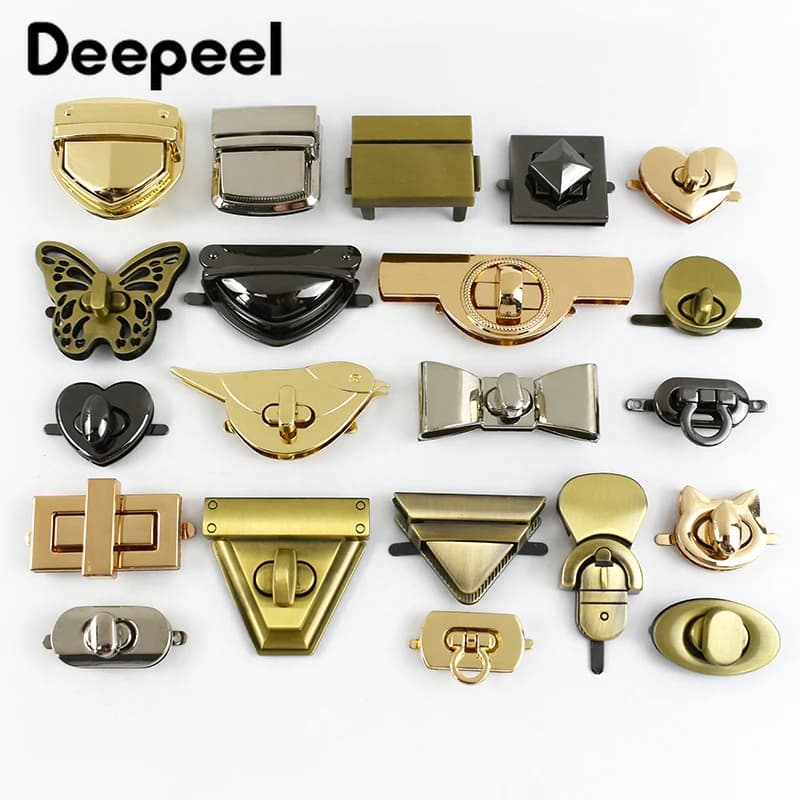 4Pcs Deepeel Metal Bag Lock Buckles Colored Turn Twist Locks Bags Closure Purse Decor Latch Clasp DIY Sewing Hardware Accessory