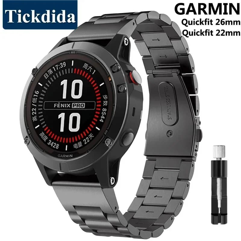 Stainless Steel Strap for Garmin Fenix 8 7 Pro 7X 6X 5X 8X Plus Metal Band for Garmin Tactix 8 9 7 Epix Pro QuickFit Watchband