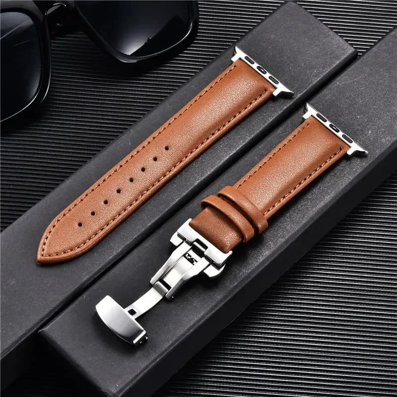 Business PU Leather Men Watch Strap for Apple Watch Ultra SE 9 8 7 6 5 4 3 Straps for Iwatch 38/40/41mm 42/44/45/49mm