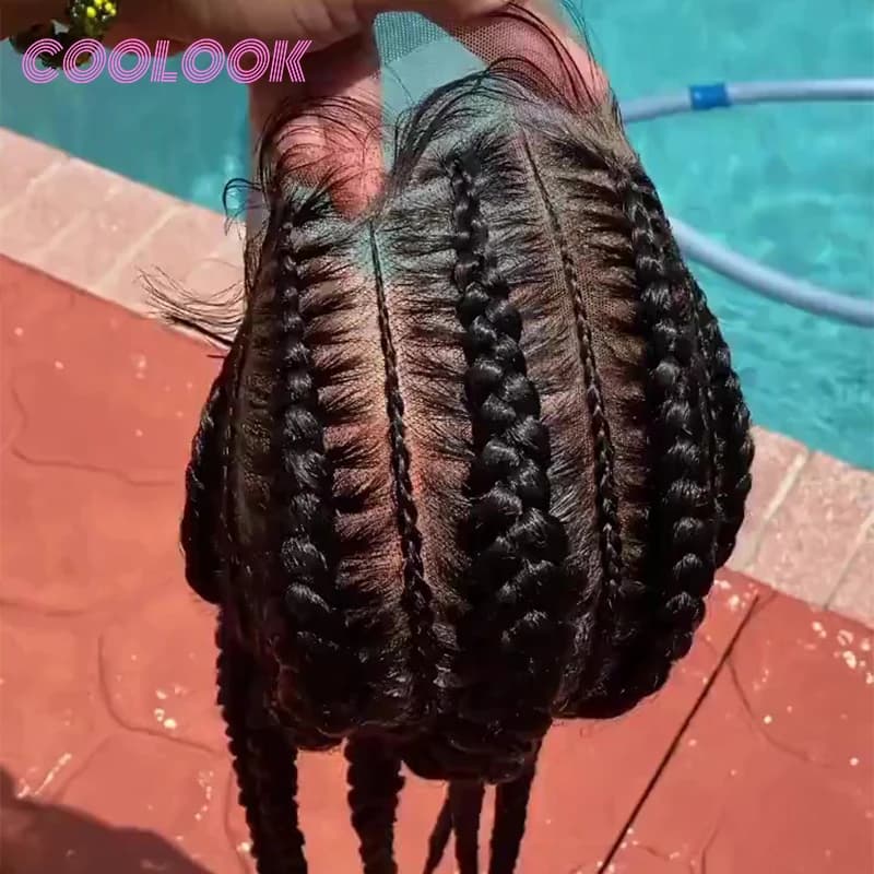 360 Full Lace Cornrow Braided Wigs For Black Women Synthetic Knotless 20" Glueless Braided Wig With Baby Hair Goddess Braids Wig