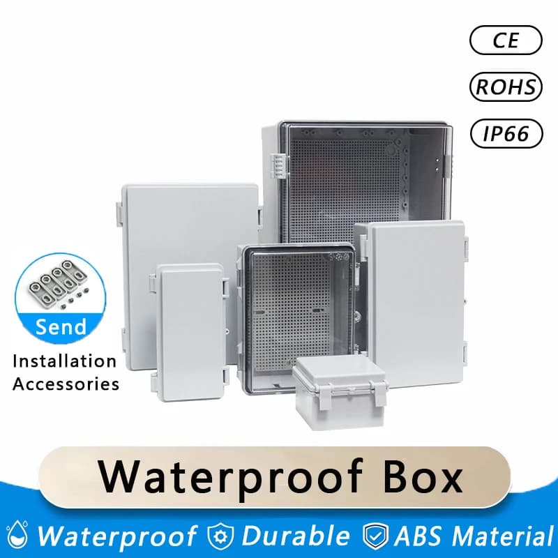 IP66 Waterproof Electrical Junction Box Gray/Transparent Cover ABS Plastic Enclosure Waterproof Power Outdoor Distribution Box