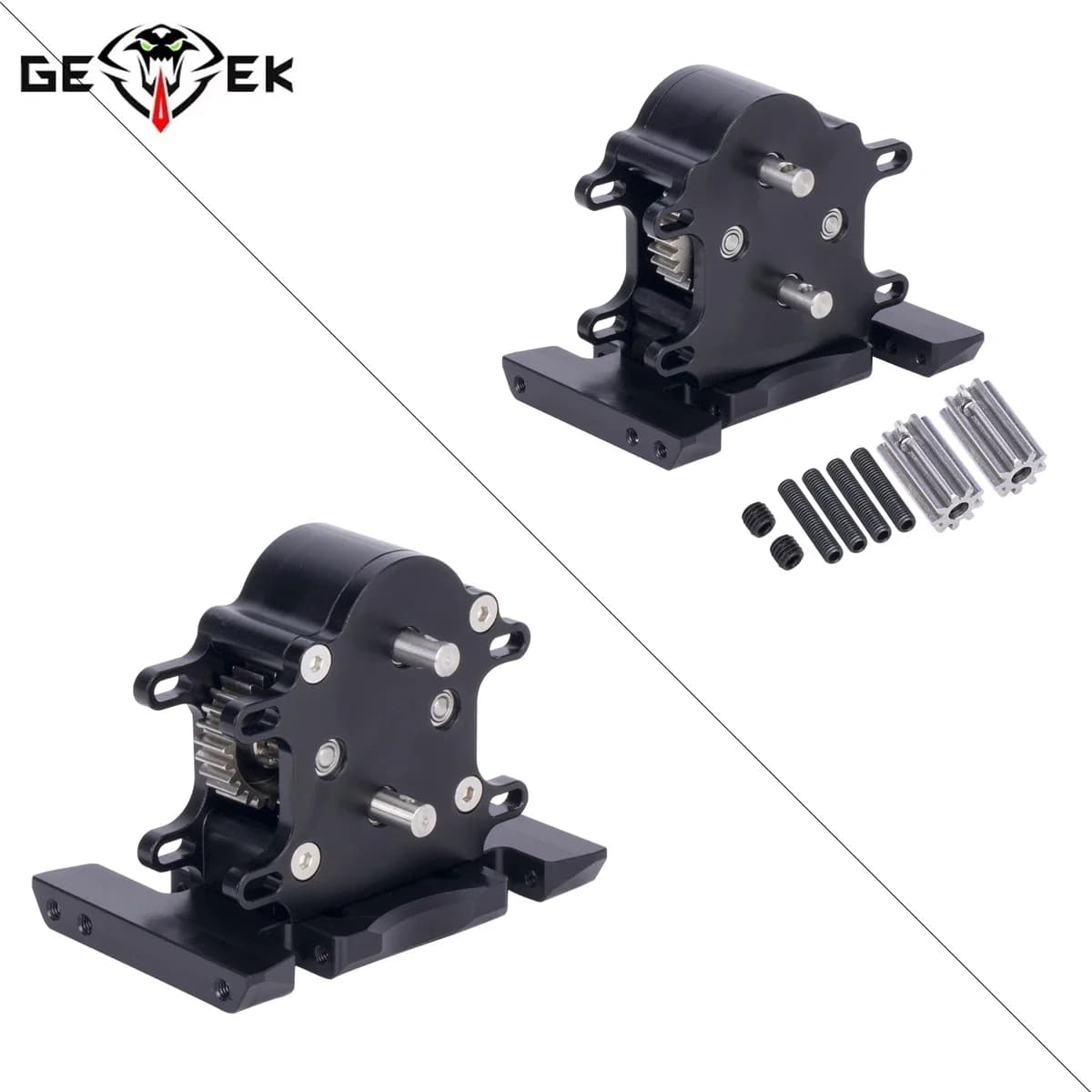 CNC Aluminum Dual Transmission Overdrive Gearbox Installable 2 Motors for 1/10 RC Crawler LCG Cheater Rigs SCX10 PRO Capra Parts