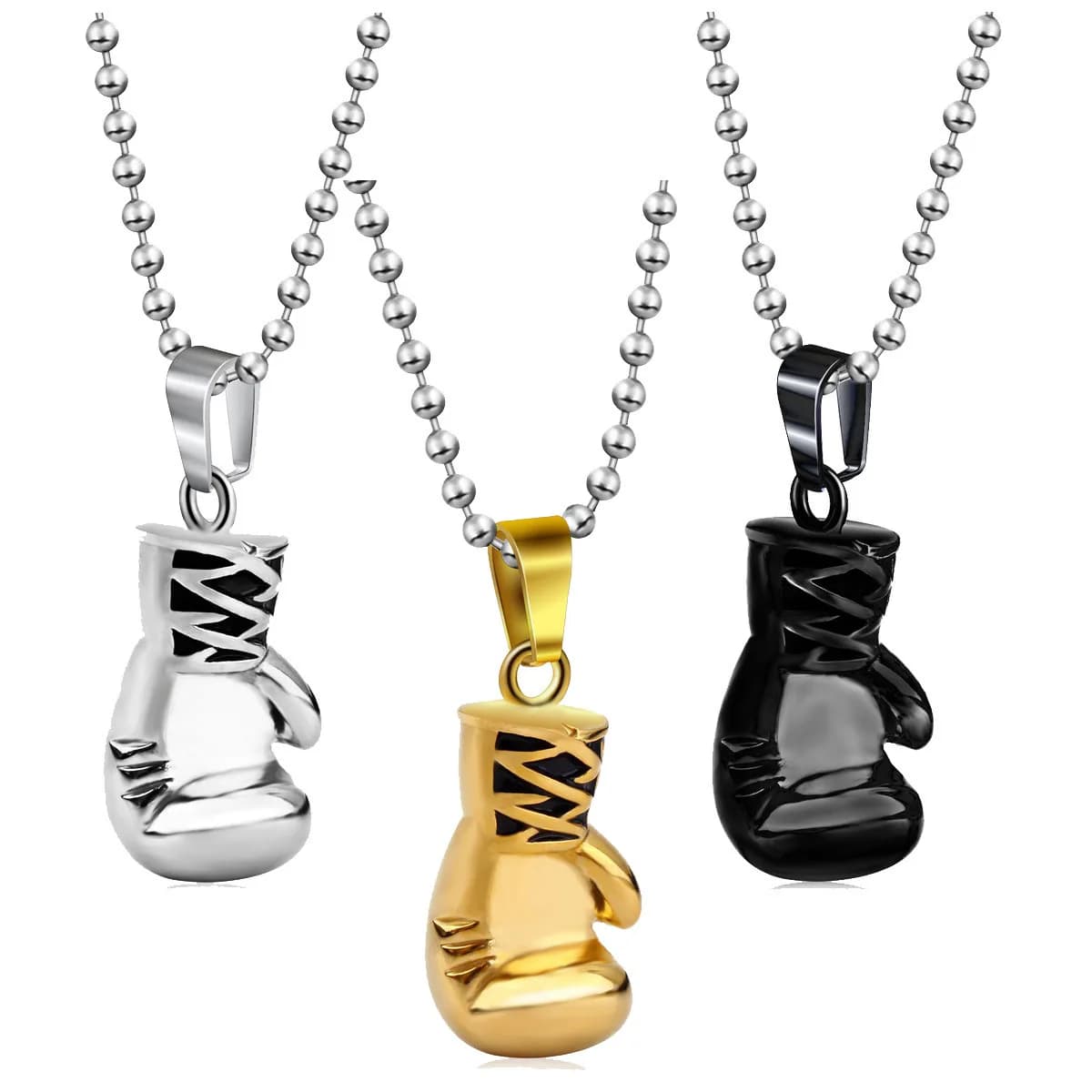 Fashion Boxing Gloves Solid Color Pendant Men's Sports Casual Jewelry Hip Hop Necklace Street Black Retro Necklaces Jewelry Gift