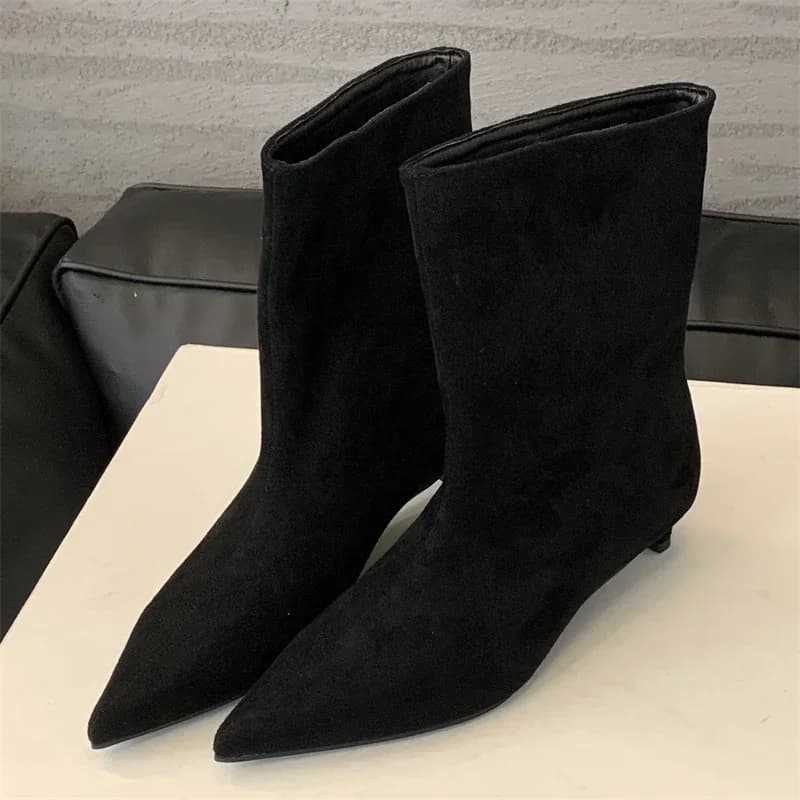 Eilyken Autumn Winter Pointed Toe Ankle Boots Women Designer Vintage Thin Low Heel Shoes Modern SHort Botas Zapatos De Mujer