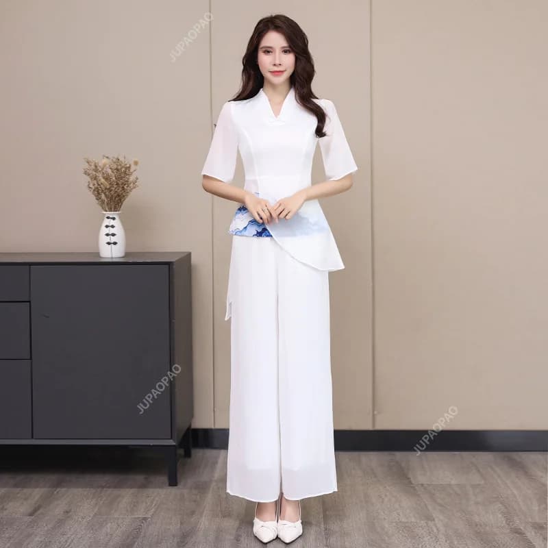 2024 Spring/Summer New Foot Bath Technician Work Clothes Foot Therapy Health Club Massage SPA Sauna Chiffon Set for Women S-2XL