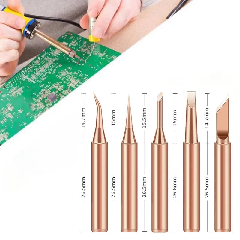 5PCS Soldering Tools 900M-T-I 900M-T-B, Lead Free Iron Bits Drill Bits, Accessories, Thermostatic Antique Copper