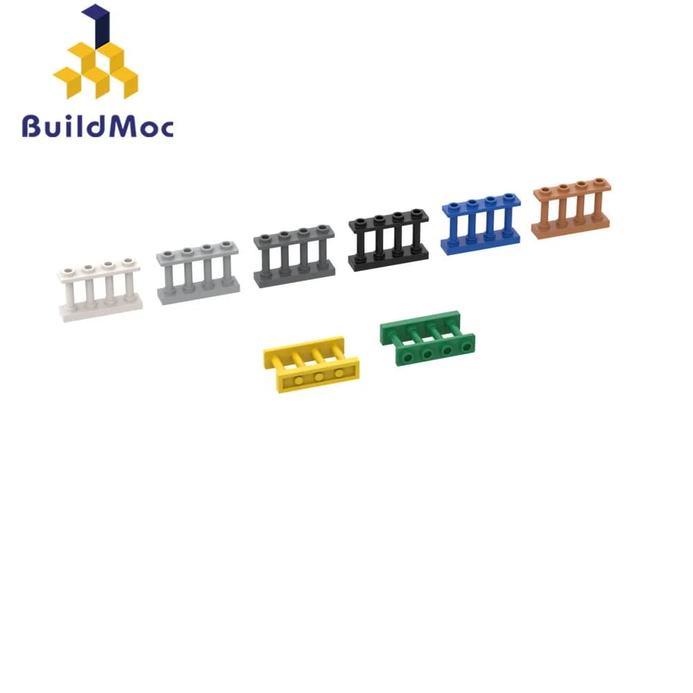 BuildMOC 15332-30055 Fence 1 x 4 x 2 Spindled with 4 Studs For Building Blocks Parts DIY Electric Education Toys Children Gifts