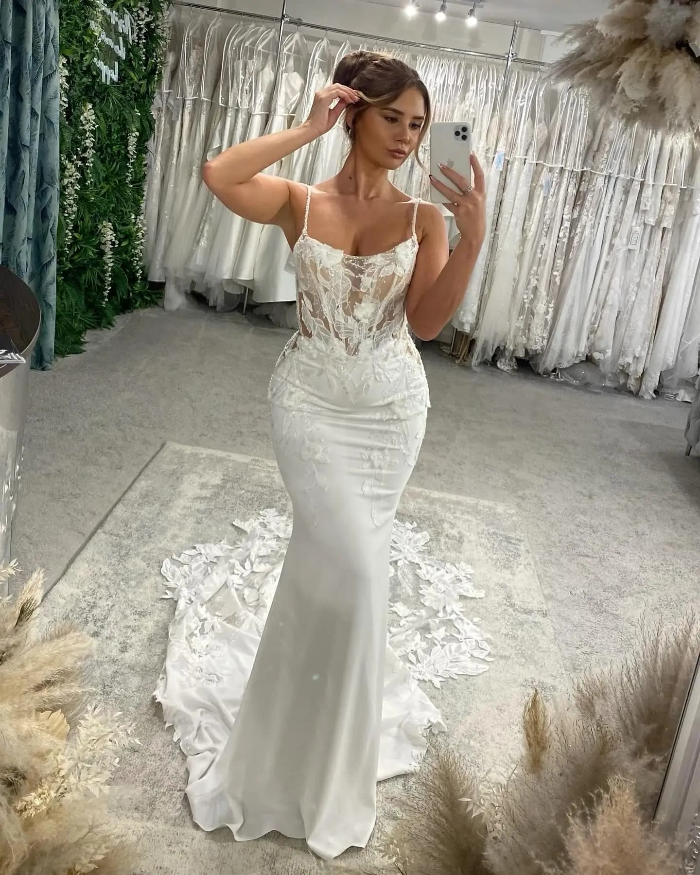 Spaghetti Straps Mermaid Wedding Dresses for Bride 2025 Lace Appliques Corset Bridal Gowns Beading Wedding Gowns