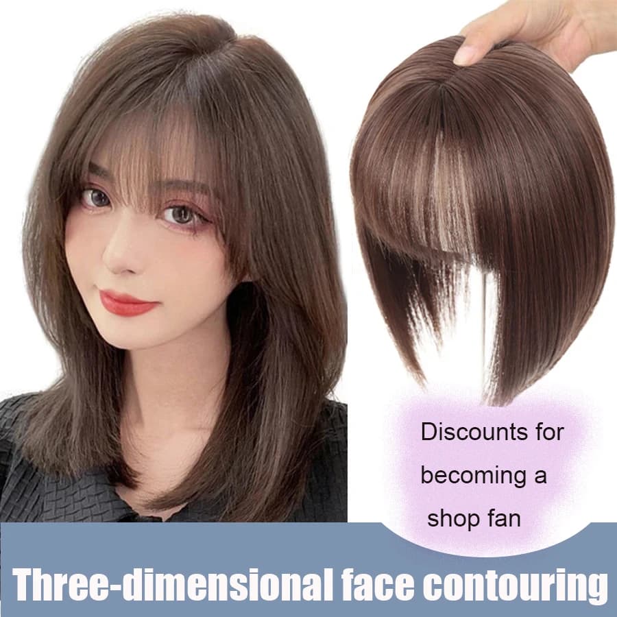 3D Bangs Invisible Seamless Head Hair Water Ripple Hair Air Bangs Head Overhead Natural Invisible Replacement Cover White Hair