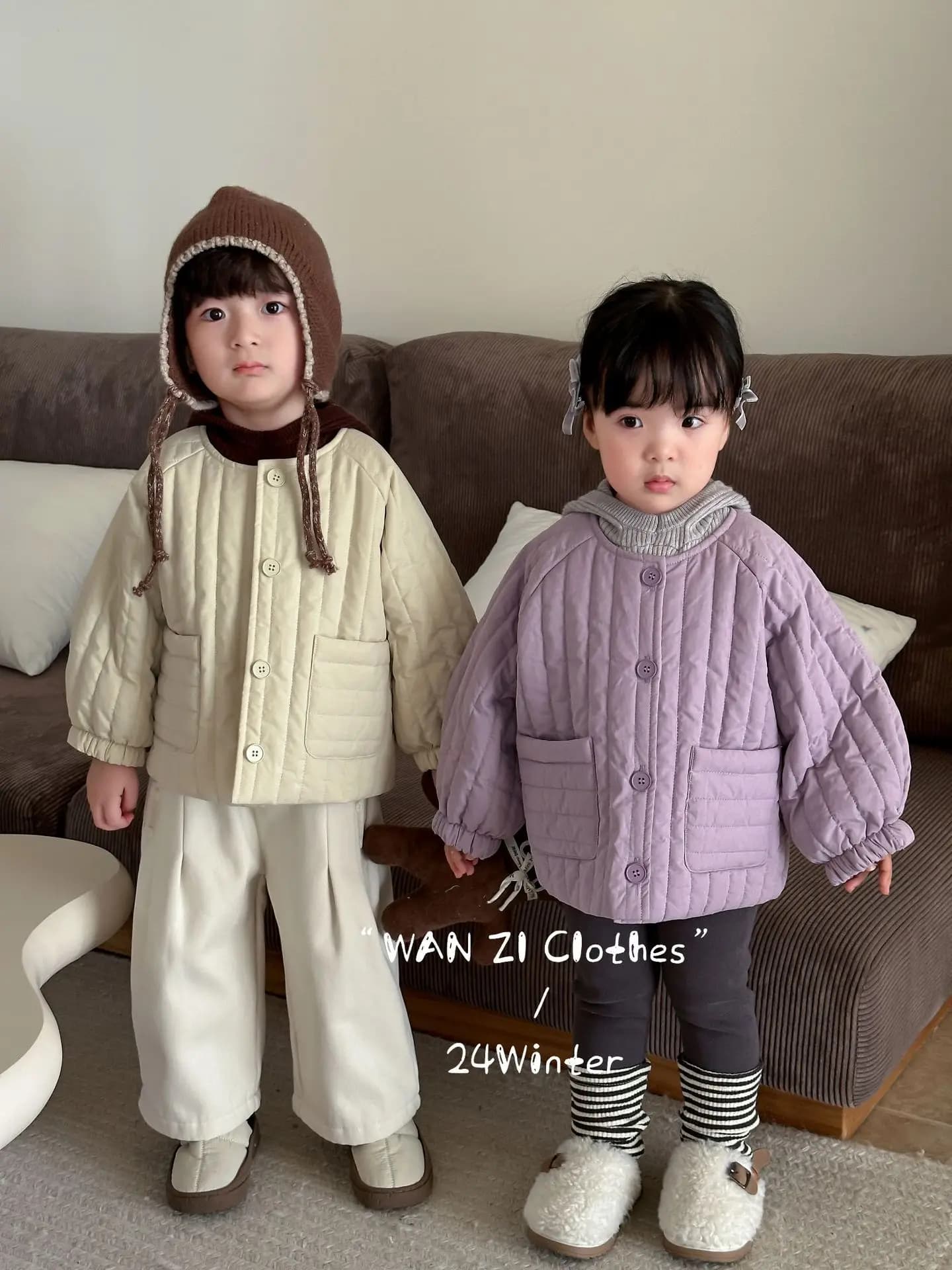 Children's Wear Girls' Quilted Jacket 2024 Autumn and Winter New Korean Style Foreign Style Solid Color Warm Jacket