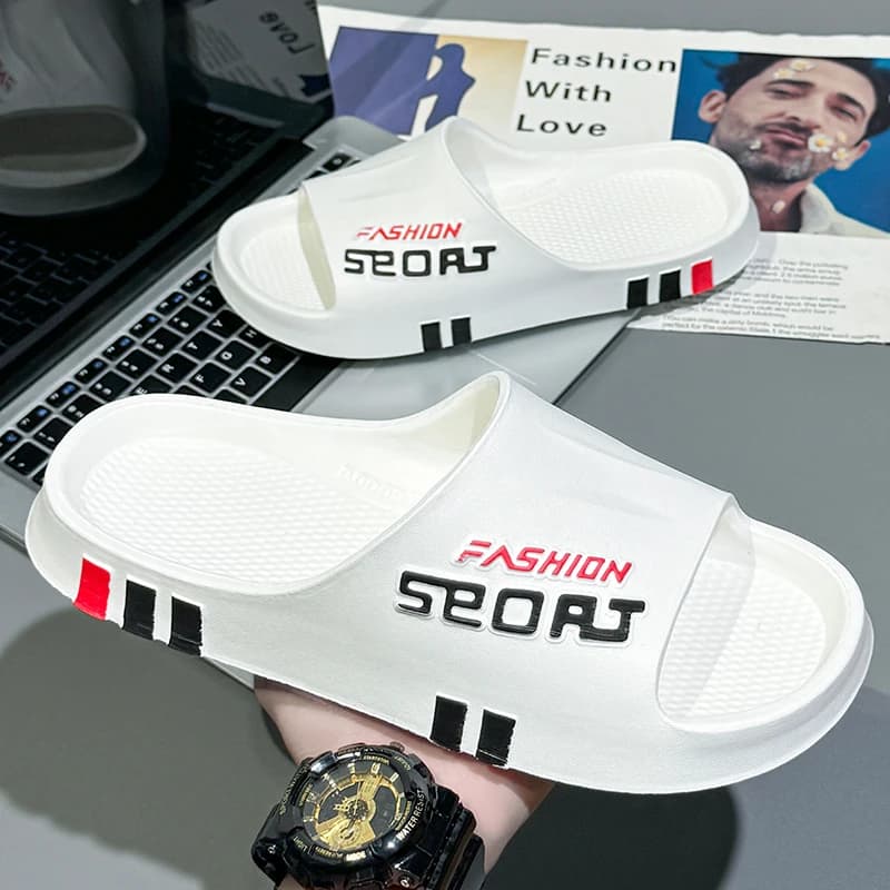 Summer Men Sport Style Slippers Soft Sole Bathroom Anti-slip Outdoor Wear-resistant Beach Fashion Leisure Flat Home Shoes Couple