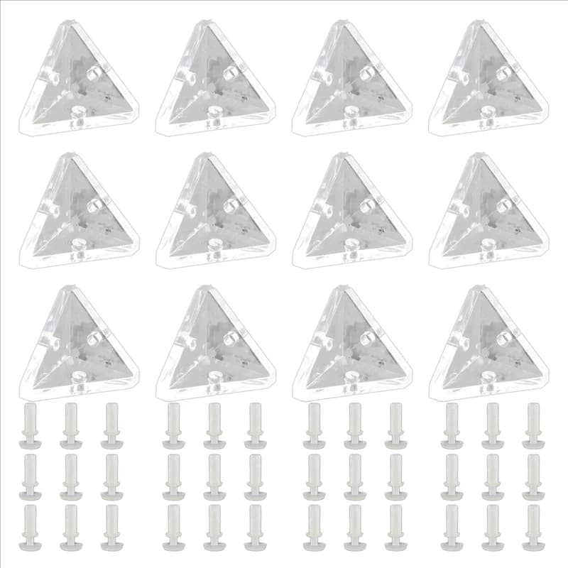 12Pcs Acrylic Corner Brackets with Semitransparent Screws Clear 3-Hole Right Angle Joint Brace Brackets