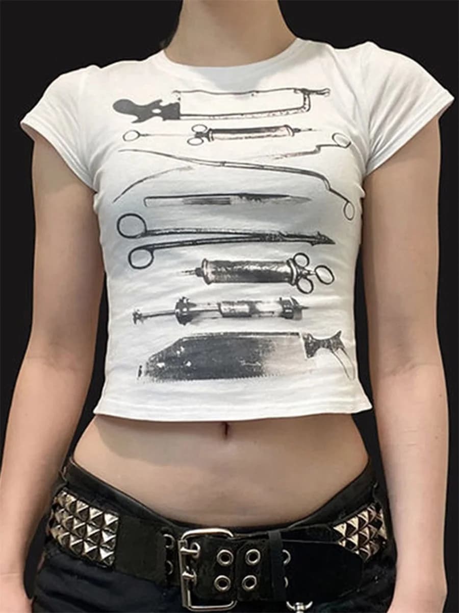 Graphic Baby Tees for Women Personalized Y2k Cute Cropped Top Teen Girl Fitted T-Shirt Vintage Retro Grunge Clothes Streetwear