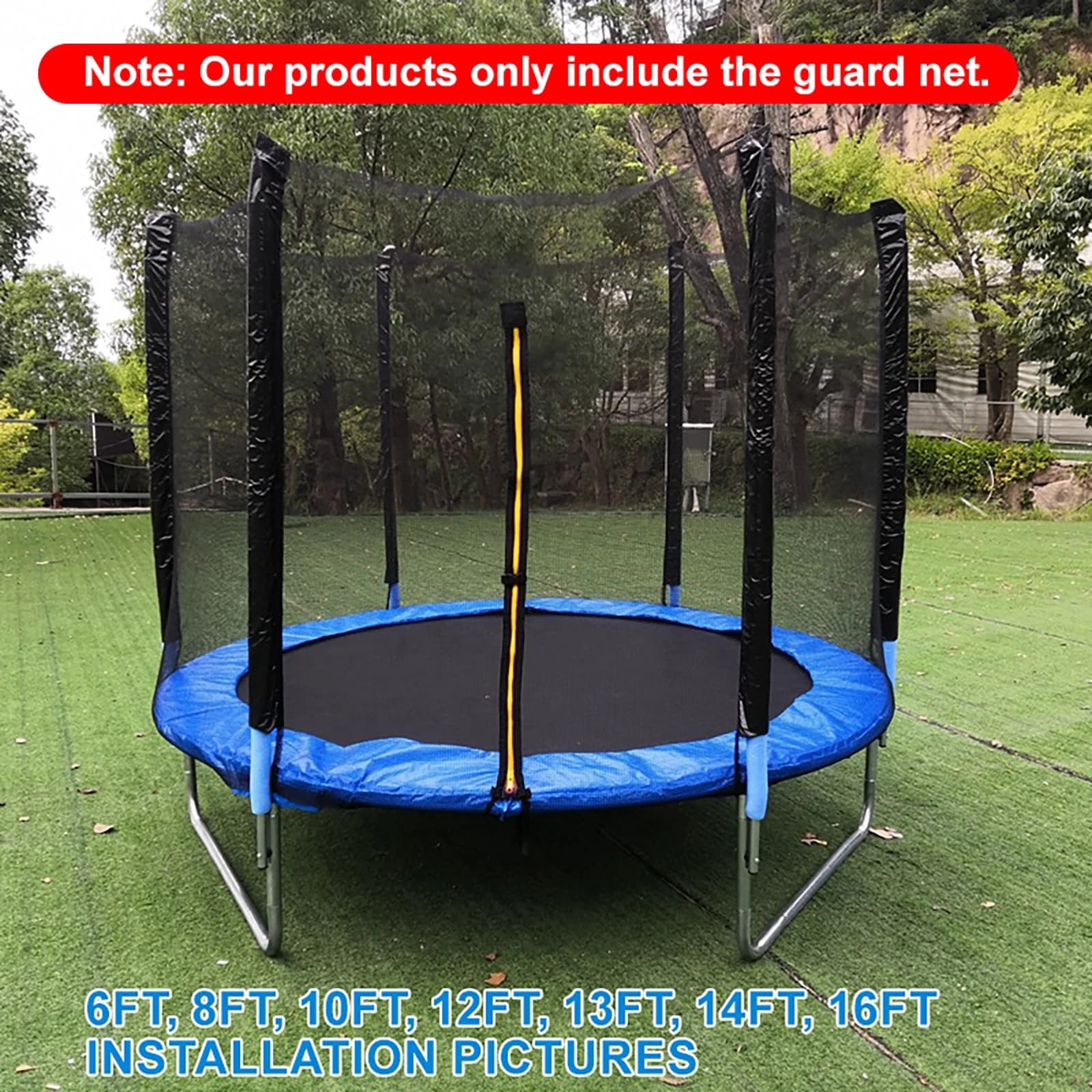 1.83m/6ft 6 Poles 2.44m/8ft 6 Poles Trampoline Replacement Net Rechange Safety Enclosure Surround Outdoor Garden Trampoline