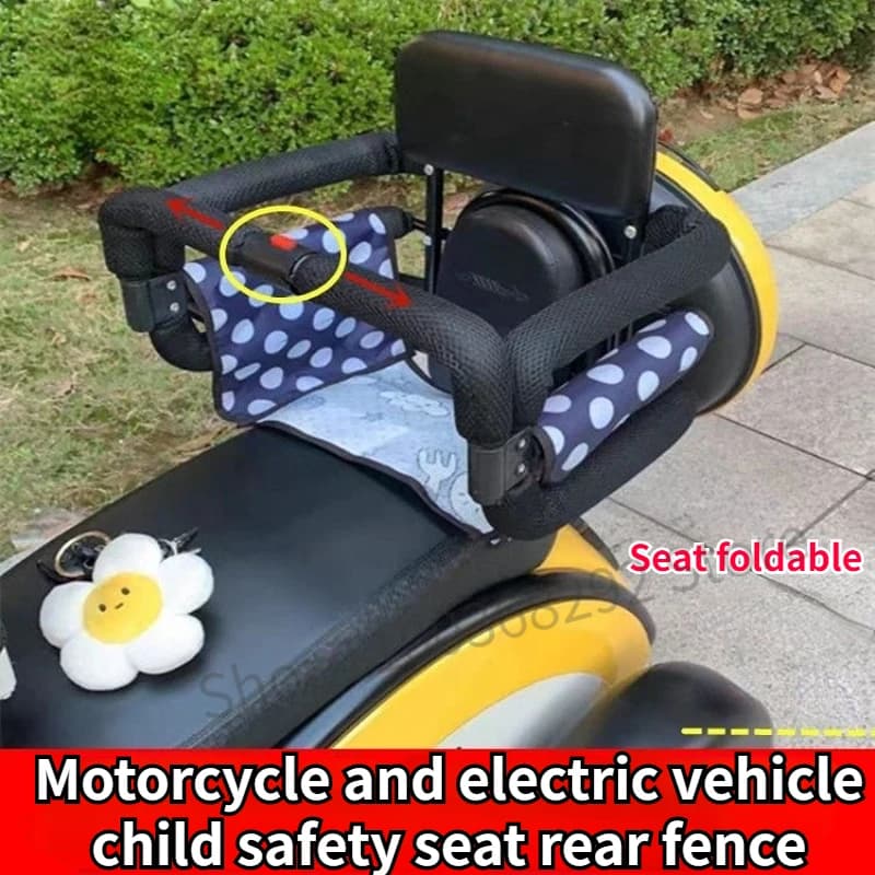 Foldable Electric Motorcycle Child Safety Seat Rear Fence Electric Vehicle Baby Seat Sunshade Canopy Rainproof Shed