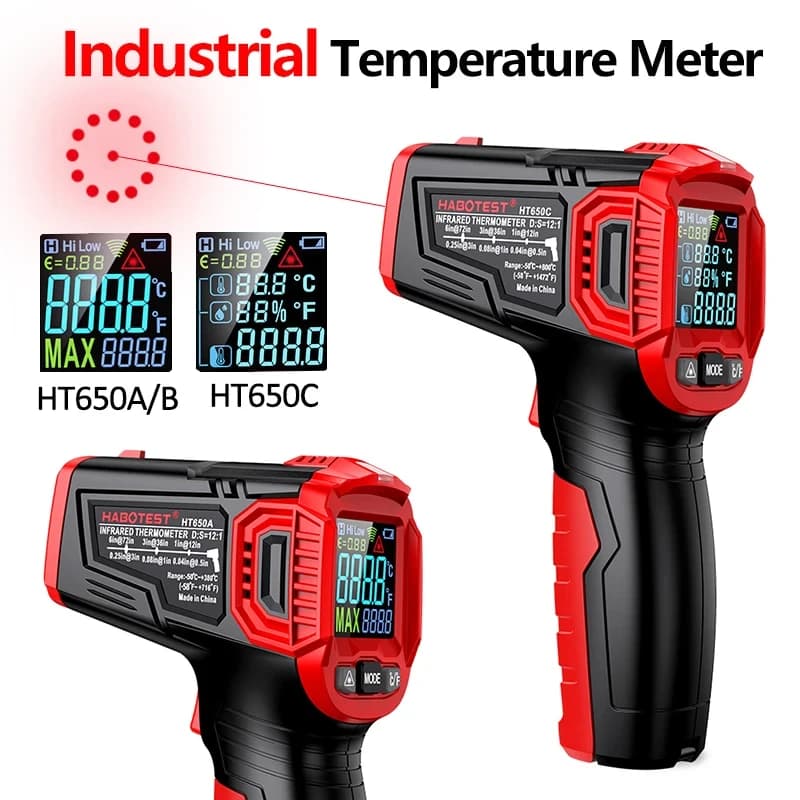 HT650 Infrared Thermometer LCD Digital Weather Station Hygrometer Non-Contact Pyrometer Imager Hygrometer IR Termometro Tester