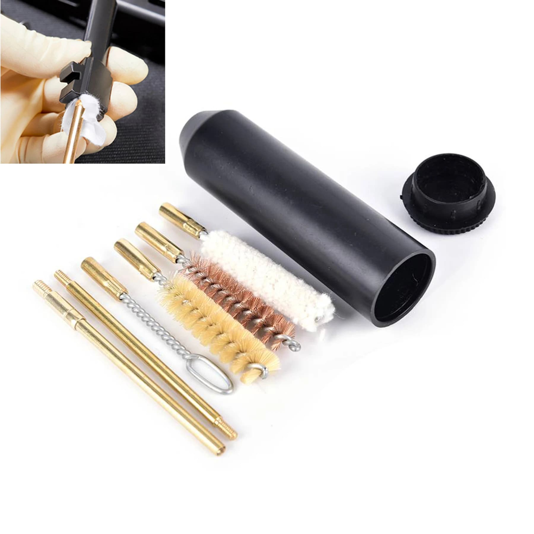 GUGULUZA 7pcs/set Universal Pistol Gun Cleaning Kit Bore Brush 9mm Caliber with Brass Brush Rod Weapon Cleaning Tool Set