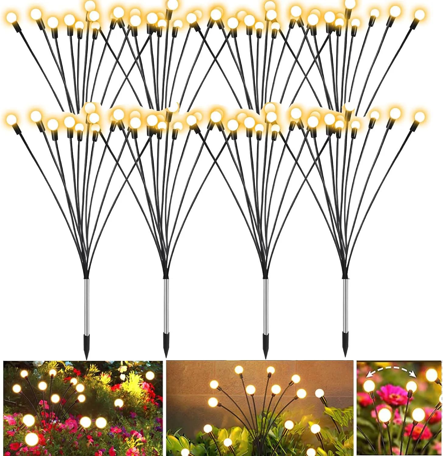 Outdoor Lights Solar Lawn Lamp Garden Lamp LED Wind-driven Firefly Ground Plug Lamp for Garden Lawn Landscape Holiday Light