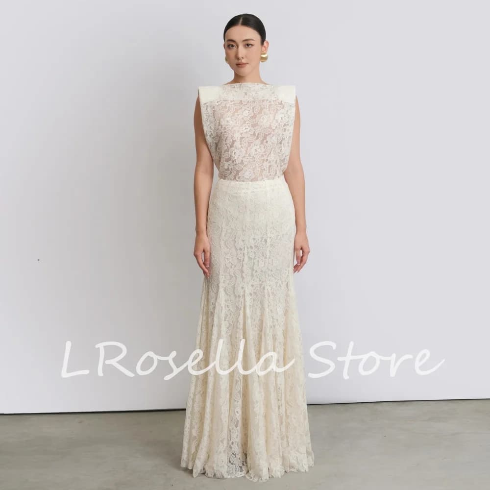 LRosella Wedding Dress Lace Strapless Pleat Floor-Length sleeveless Exquisite Elegant Morden style Luxury 2025فساتي