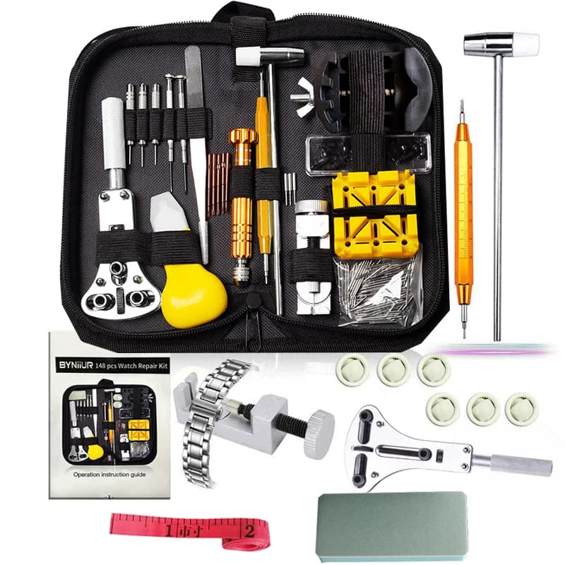 160PCS Watch Repair Tools Kit Clock Watchmaker Link Pin Dissolving Housing Open Remover Battery Replacement Ruler Measure Set