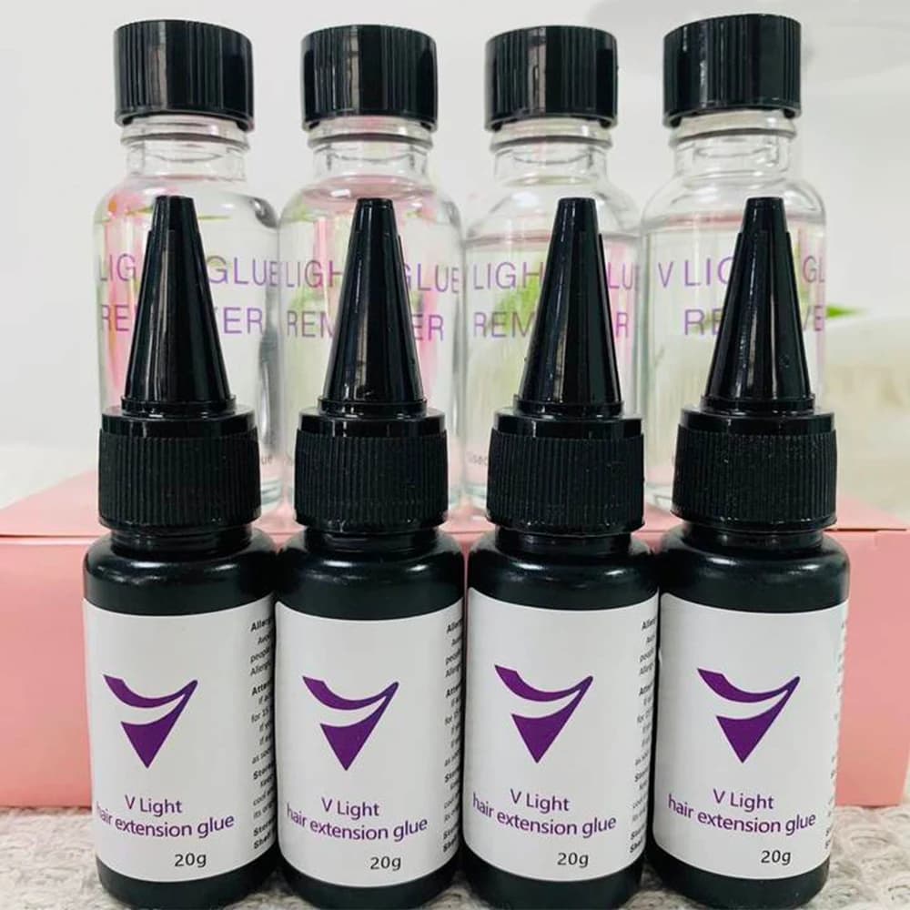 V-Light Technology Hair Extension Wig glue V-Light hair extension glue adhesive extensions remover 20g for wig installation