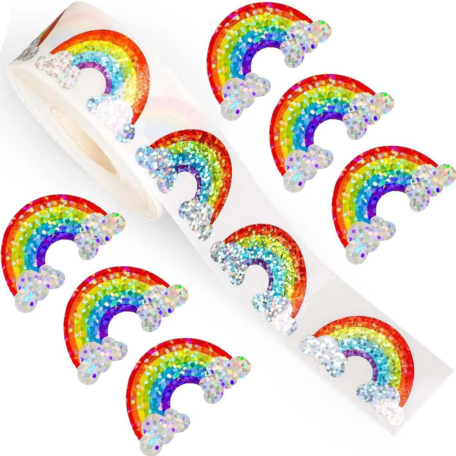 100-500pcs Glitter Rainbow Stickers Party Gift Wrapping Label Children Scrapbook Cute Stationery Stickers