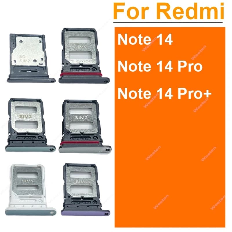 Sim Card Tray Adapter For Xiaomi Redmi Note 14 Note 14 Pro 4G 5G Note 14 Pro+ Plus SIM Card Holder Card Reader Connector Parts