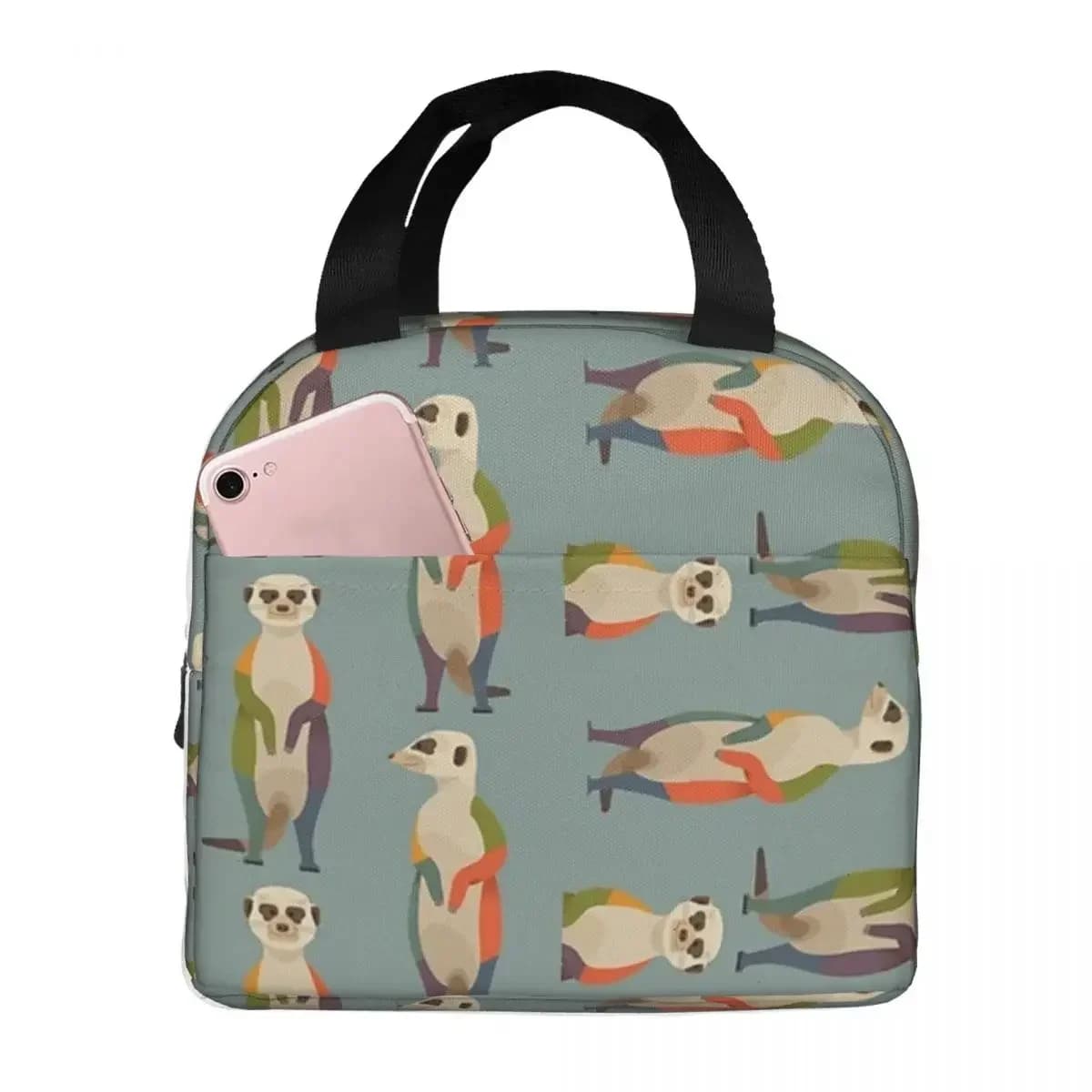 Hello Meerkats Insulated Lunch Bags Waterproof Picnic Bags Thermal Cooler Lunch Box Lunch Tote for Woman Work Children School