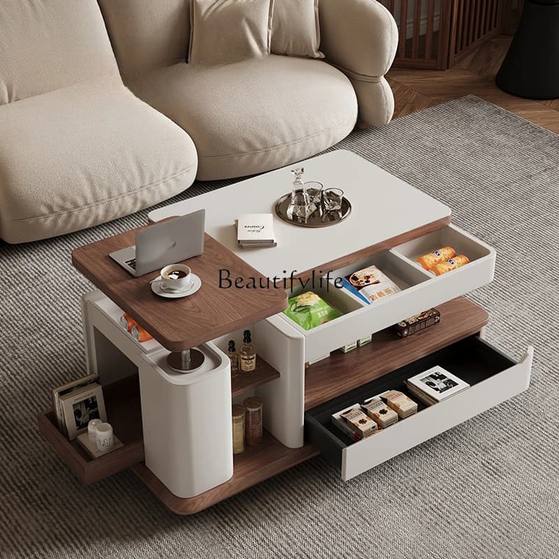 Multifunctional coffee table New light luxury high-end Italian minimalist small lifting coffee table