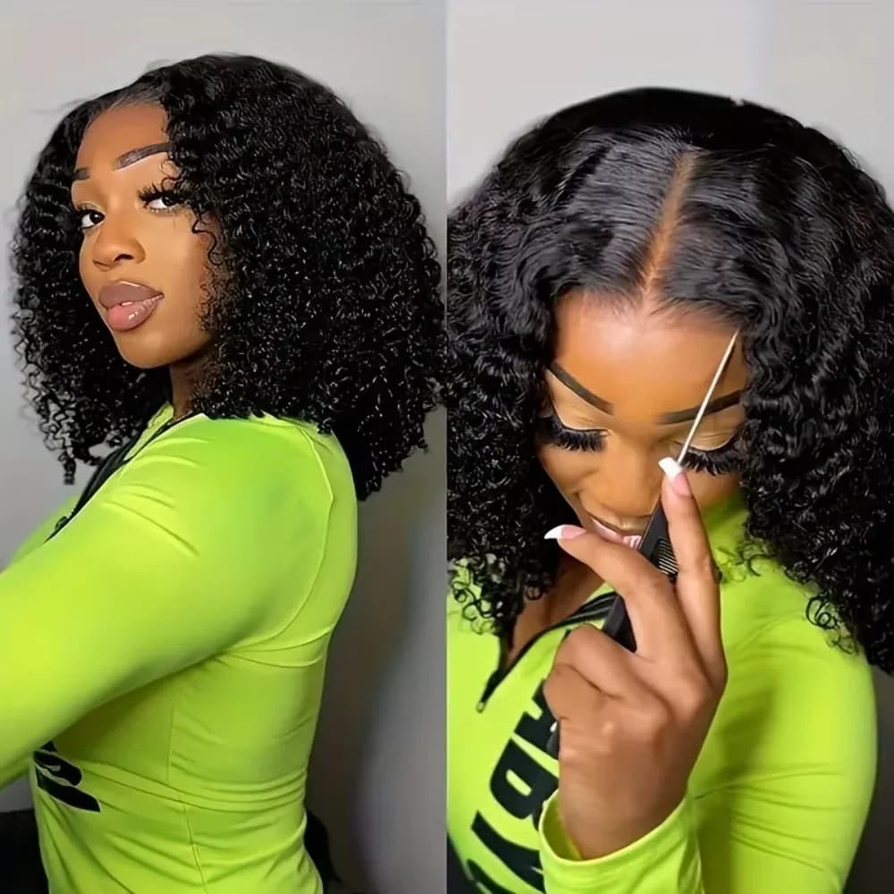 250% Brazilian Deep Curly Short Bob Wig For Women 13x4 Hd Transparent Lace Front Wig Human Hair Deep Wave Closure Wigs For Women