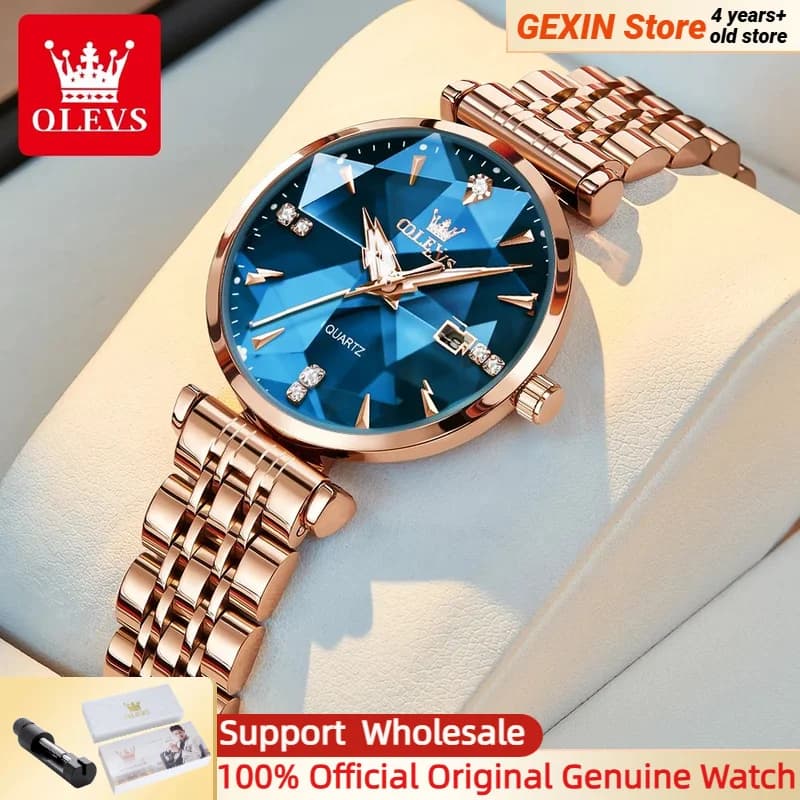 OLEVS Luxury Women Watch Top Brand Fashion Waterproof Stainless Steel Diamond Ladies Quartz Wristwatch Montre Femme Beautiful