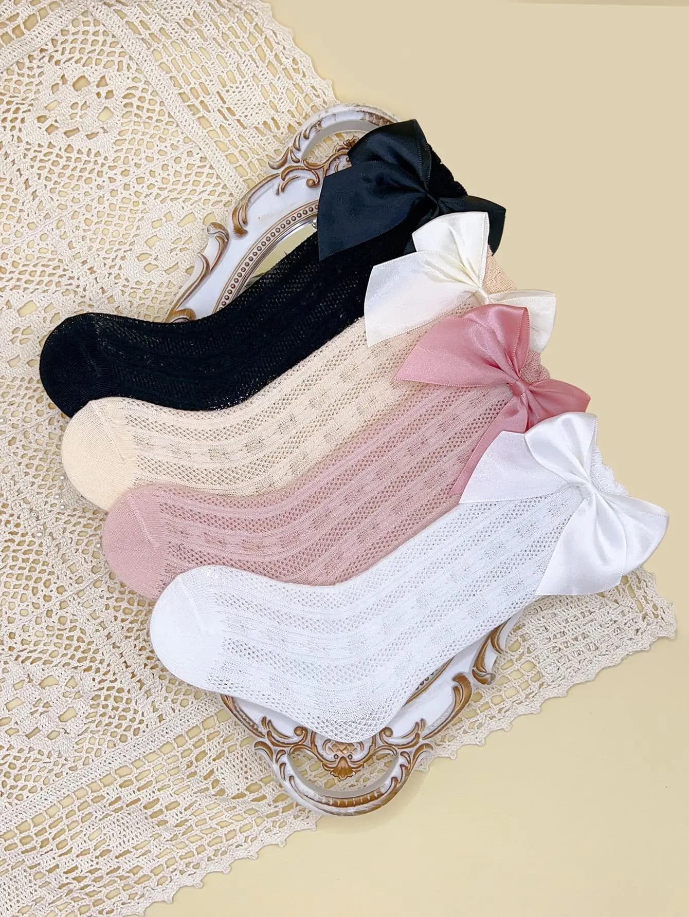 4pairs Baby Girl Bow Decor Anti-Mosquio Socks