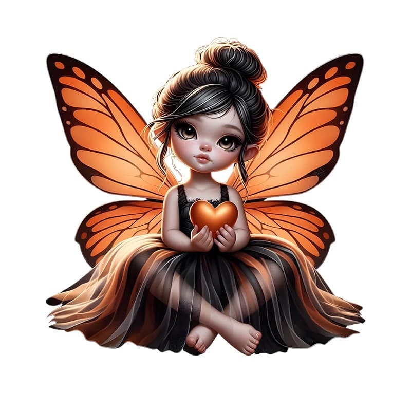 Cute Butterfly Elf Girl Iron On Transfers For Children's clothing DTF Thermal Patch Heat Transfer washable Patch clothing