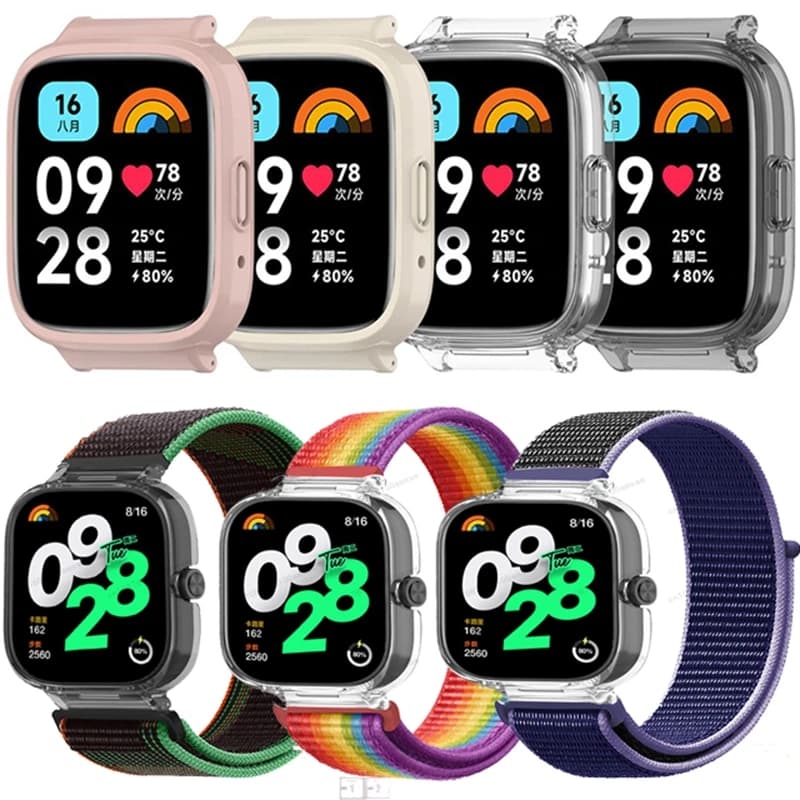 Watchband+Case For Redmi Watch 3 2 1 Bracelet Sport Nylon Wristband Wriststrap Mi Watch 3 Active Replacement Smart Accessories