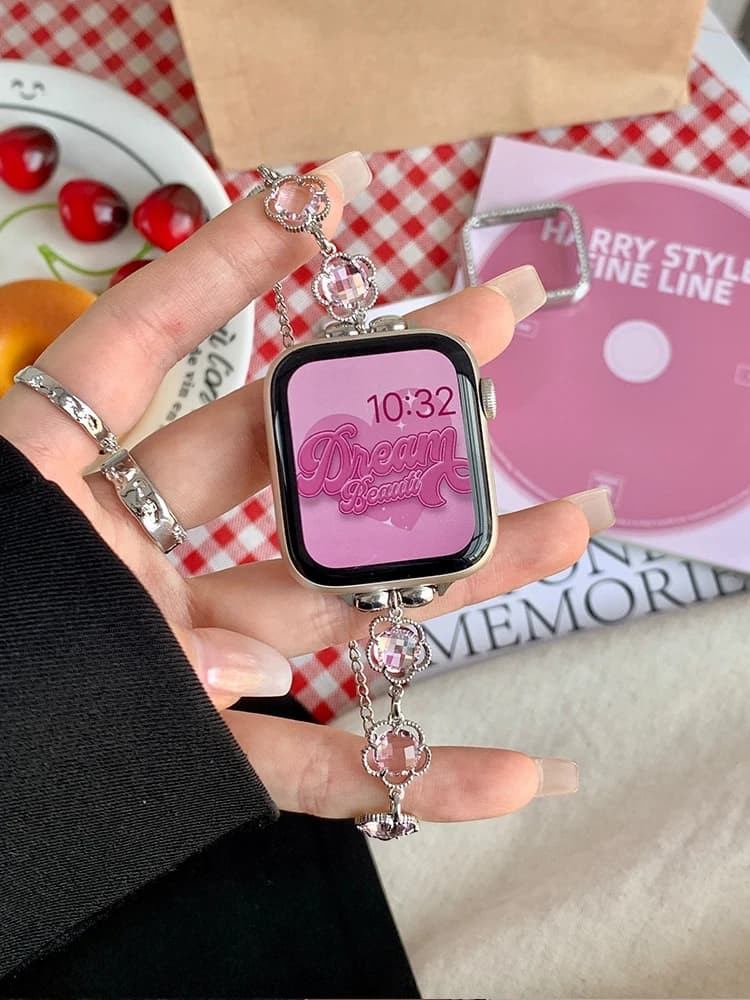 Luxury Hollow Flower Metal Strap For Apple Watch Band 8 7 6 SE 5 45mm 44mm 42 INS Girl Bracelet For IWatch Ultra 49mm 41mm 40mm