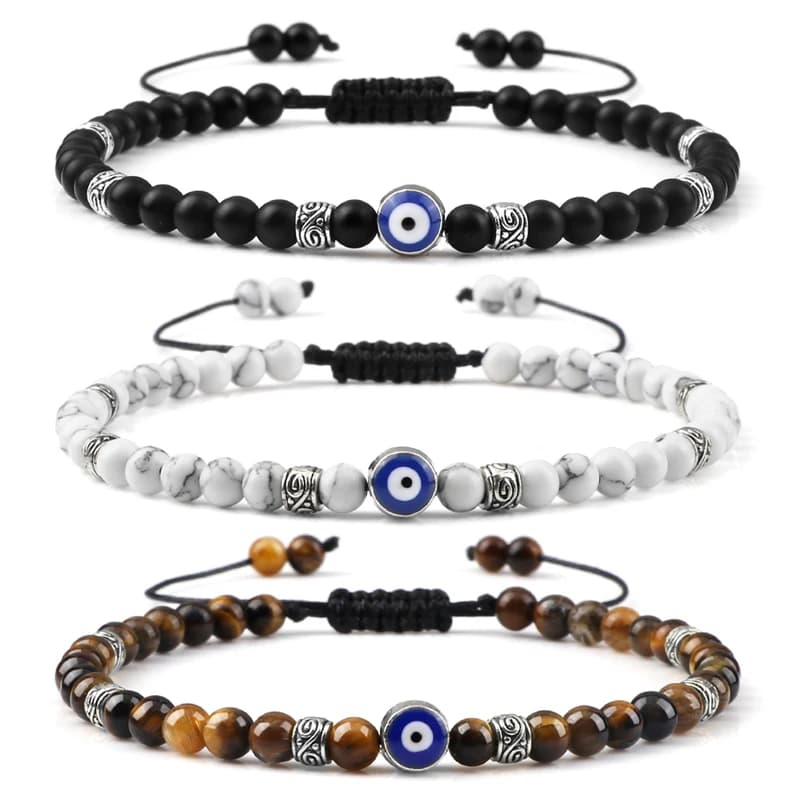 Fashion Turkish Evil Eyes Braid Bracelets For Women Vintage Natural Mini Beads Bracelets Men Lucky Tibetan Buddhist Jewelry Gift