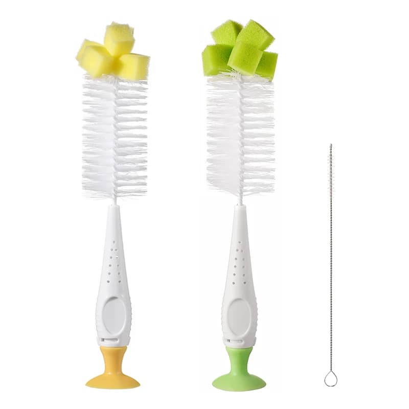 SAIDAH Simple Nylon Sponge Suction Feeding Bottle Nipple Pacifier Brush Set Water Sippy Vacuum Cup Cleaning(3 in 1)