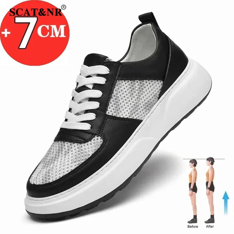 Man Sneakers Hidden Heels Elevator Shoes Breathable Heightening Shoes For Men Increase Insole 7CM Lift Sports Designer Taller