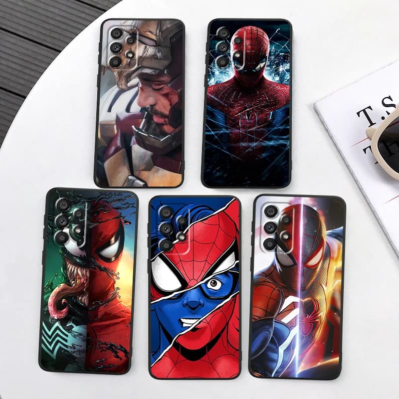 Marvel Iron Man Spider Man For Samsung A53 A52 A33 A32 A51 A71 A21S A13 A73 A55 A22 A23 A35 A72 A54 A12 5G Black Back