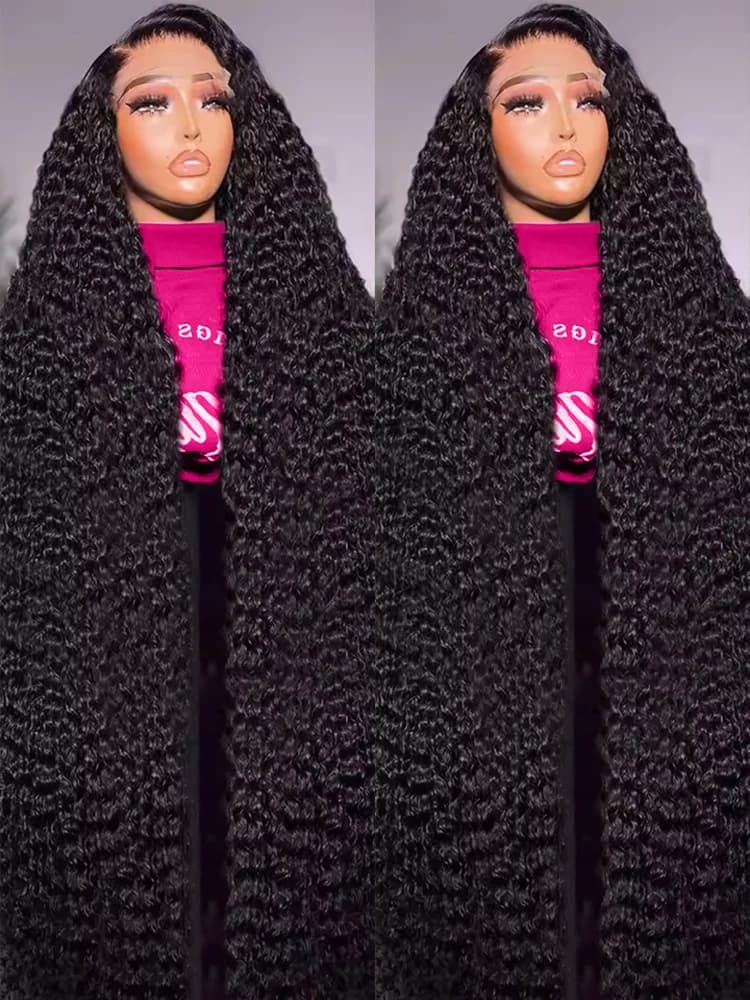 300% Density Curly Wig 40 50 Inch 13x6 13x4 HD Lace Frontal Human Hair Wig Brazilian 360 Full Lace Front Deep Wave Wig For Women