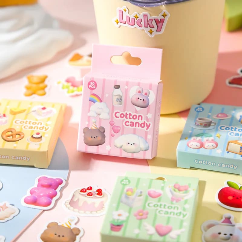 50 Pieces/Boxed Marshmallow Series Cartoon Small Pattern Sealing Stickers Hand Ledger Decoration Sticker