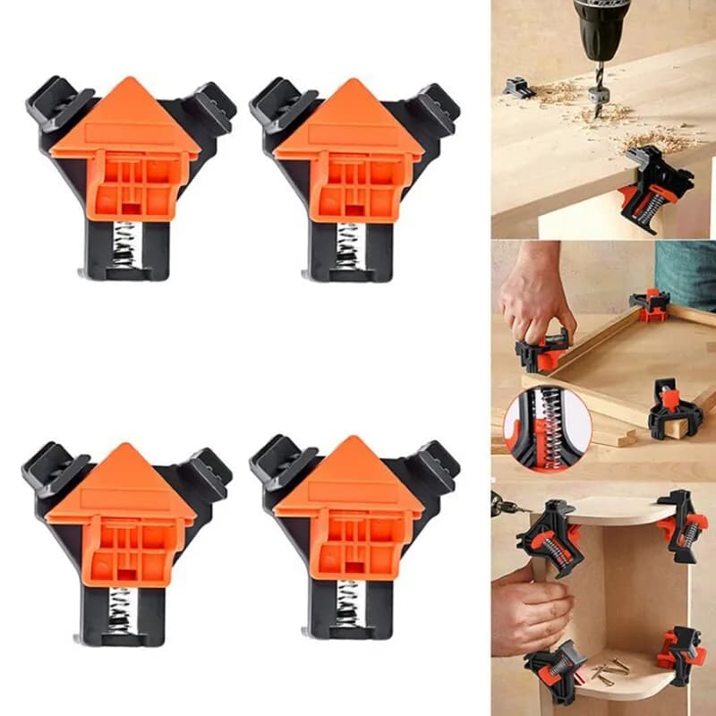 Home Tools Woodworking Angle Clamp Tool Set 90 Degrees Fixer Photo Frame Picture Frame ClampPunching Installer Hand Tool