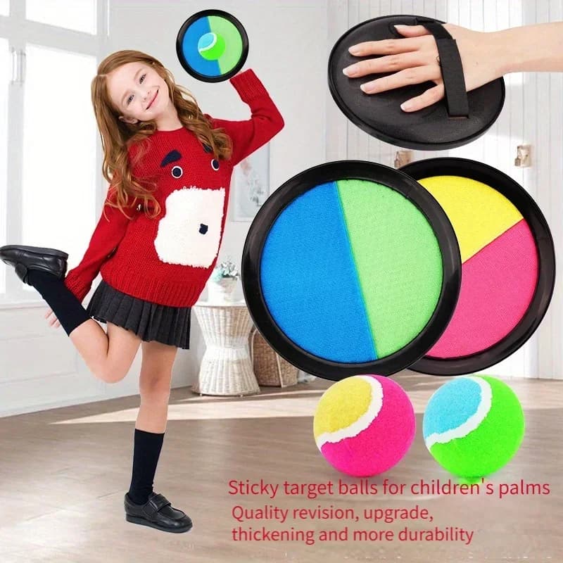 1Set Kids Sucker Sticky Ball Toy Outdoor Sports Catch Ball Game Set Throw And Catch Parent-Child Interactive Outdoor Toys
