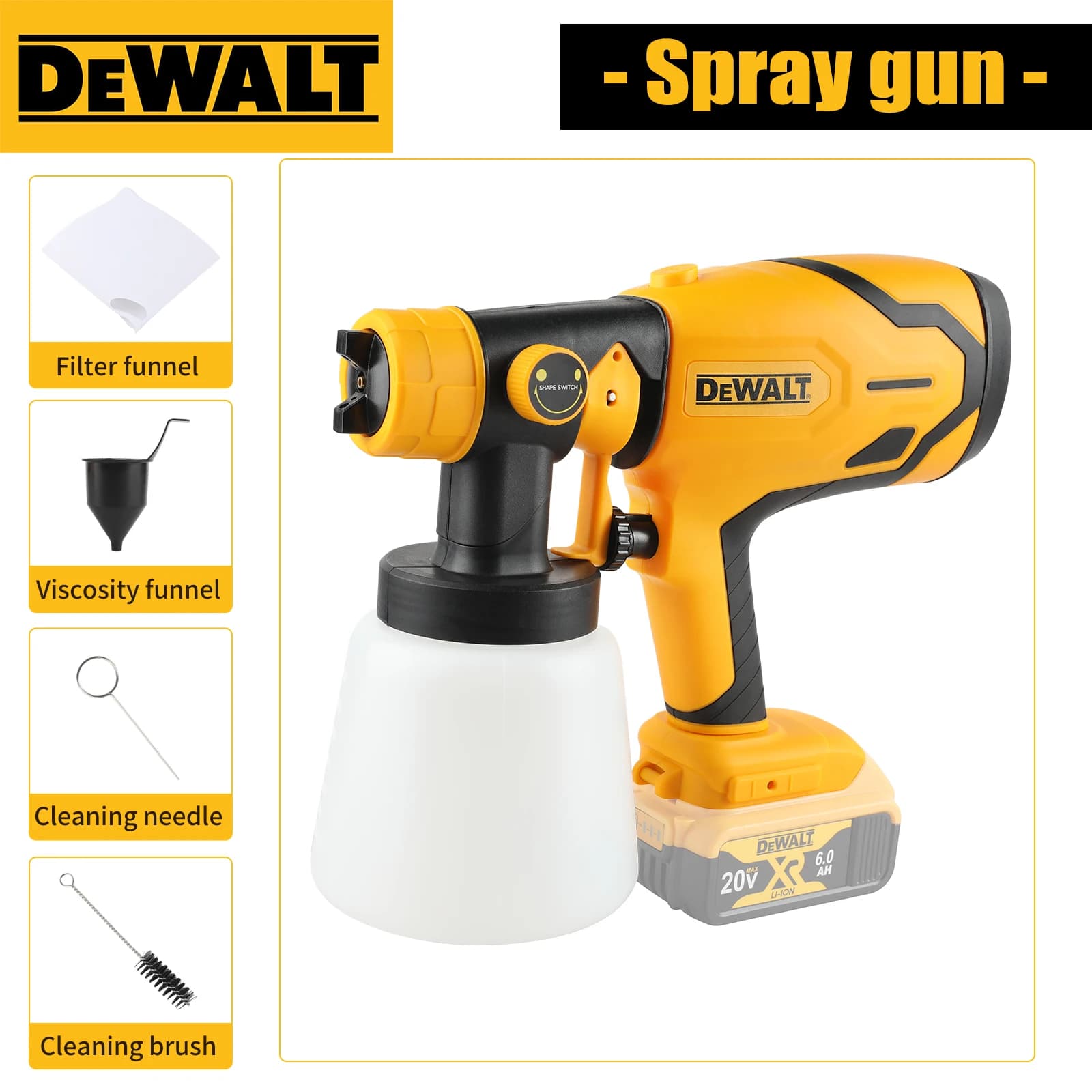 DEWALT 18V - powered Portable Wireless Electric Spray Paint Gun with Tank -Effortless Auto - spraying for Home Painting Projects