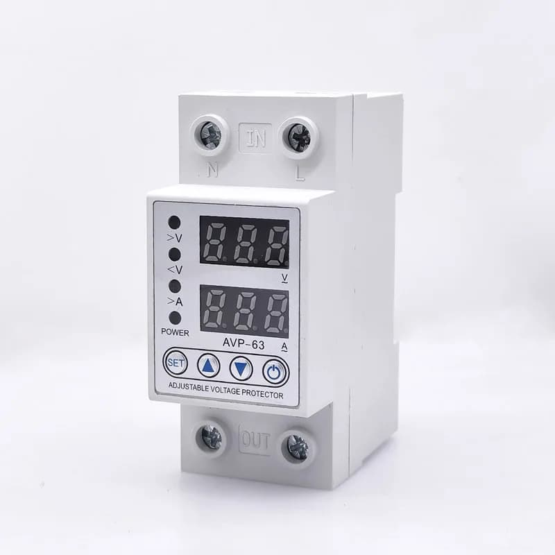 40A 63A 230V Adjustable Over Voltage Under Voltage Reclosing Protector Relay Limit Over Current Protection Dual Digital Display