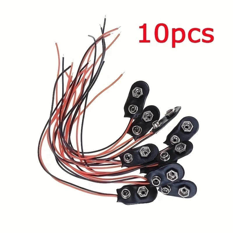 10Pcs 9V Battery Clips 15cm Cable Connection Buckle Battery Clip Connector Hard Shell Type